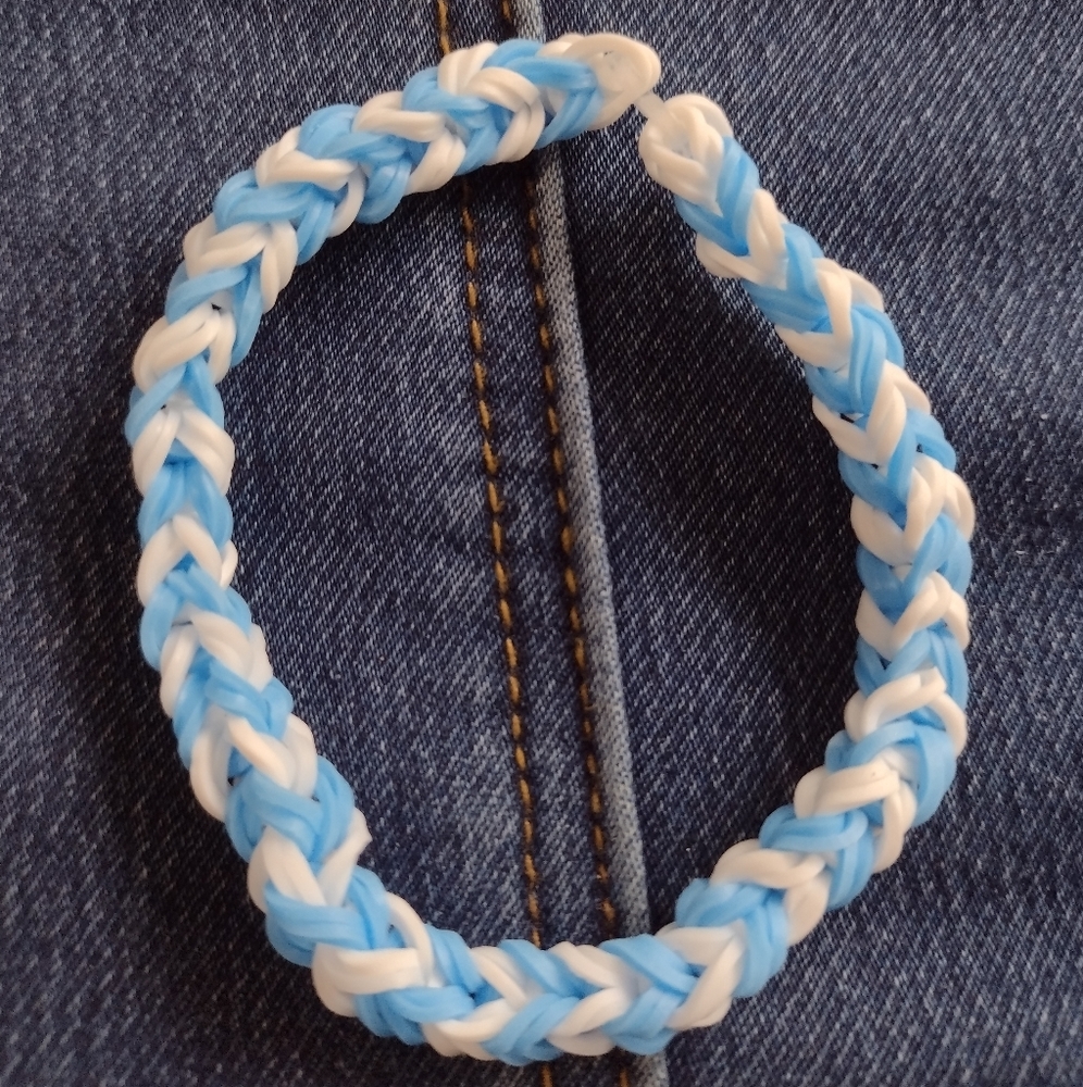 Blue and white bracelet.
